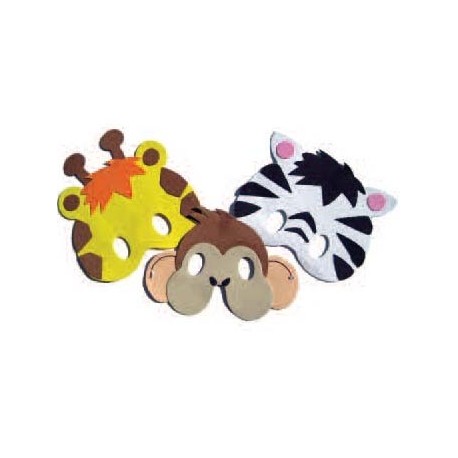 Zoo Animal Masks, Foam Assorted, 12/Pack